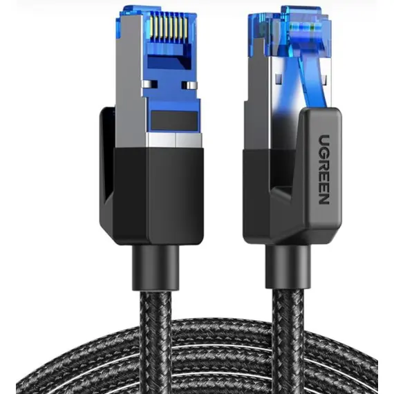 ქსელის კაბელი UGREEN NW153 (30795), CAT8 Patch Cord LAN Cable, 10m, Black - Primestore.ge