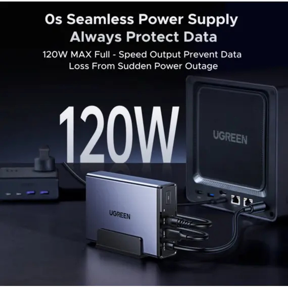 უწყვეტი კვების წყარო UGREEN NAS US3000 (45615), 120W, UPS FOR UGREEN NAS, DC Uninterruptible Power Supply, Grey - Primestore.ge