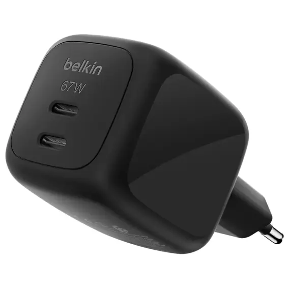 ადაპტერი BELKIN 67w Dual USB-C PD wall Charger with PPS, Black - Primestore.ge