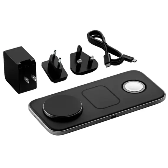 პორტატული დამტენი SATECHI Qi2 Trio Wireless Charging Pad - with Type A,C,G plugs - Primestore.ge