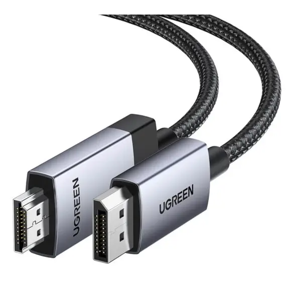 ვიდეო კაბელი UGREEN DP119 (25491), 4K, DisplayPort to HDMI, 3m, Grey/Black - Primestore.ge