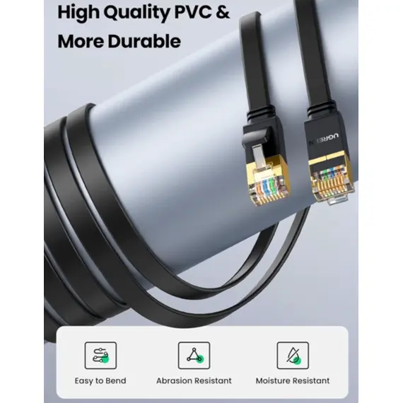 ქსელი კაბელი UGREEN NW106 (11263), CAT7 Patch Cord LAN Cable, 5m, Black - Primestore.ge