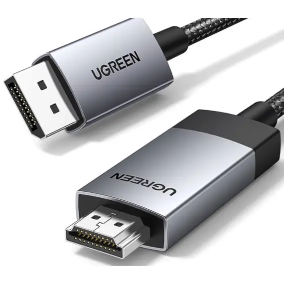 ვიდეო კაბელი UGREEN DP119 (25491), 4K, DisplayPort to HDMI, 3m, Grey/Black - Primestore.ge