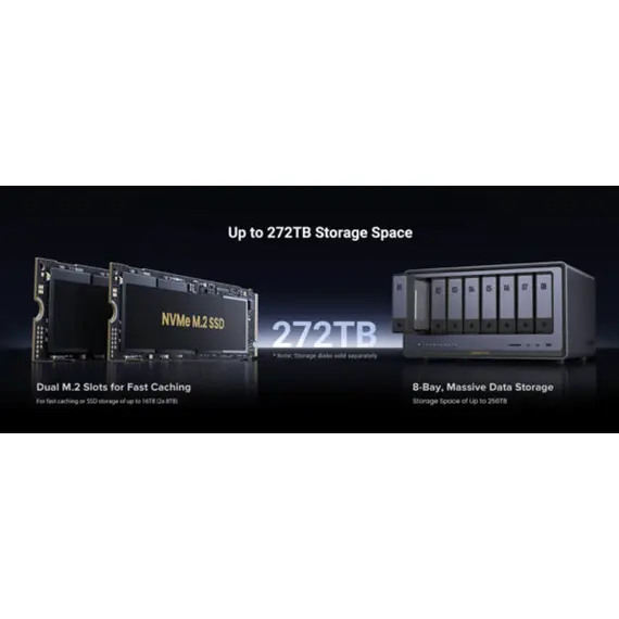 შენახვის სისტემა UGREEN NASync DXP8800 Plus (35127B), Intel i5 1235U, 8GB, Diskless, RJ45, USB, Type-C, HDMI, Space Gray - Primestore.ge