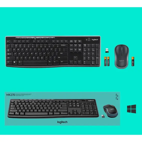 კლავიატურა და მაუსი LOGITECH MK270 Wireless Combo - BLACK - US INT'L - EER - Primestore.ge