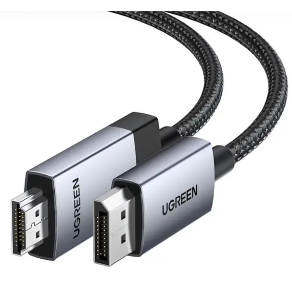 ვიდეო კაბელი UGREEN DP119 (15773), 4K, DisplayPort to HDMI, 1m, Grey/Black - Primestore.ge