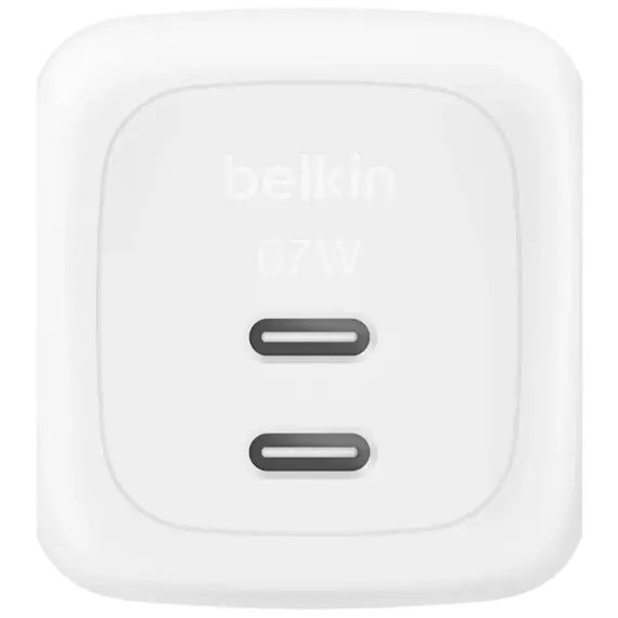 ადაპტერი BELKIN 67w Dual USB-C PD wall Charger with PPS, White - Primestore.ge
