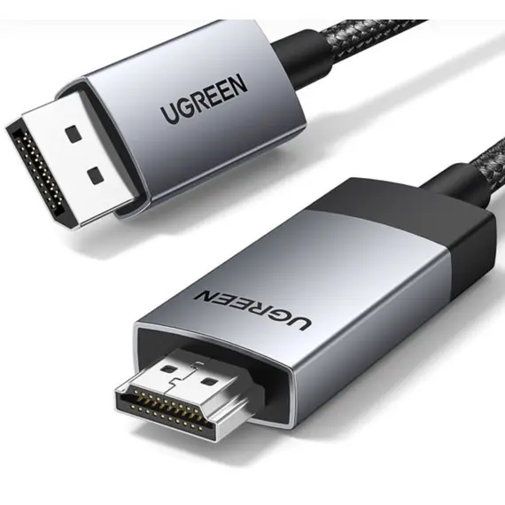 ვიდეო კაბელი UGREEN DP119 (15773), 4K, DisplayPort to HDMI, 1m, Grey/Black - Primestore.ge