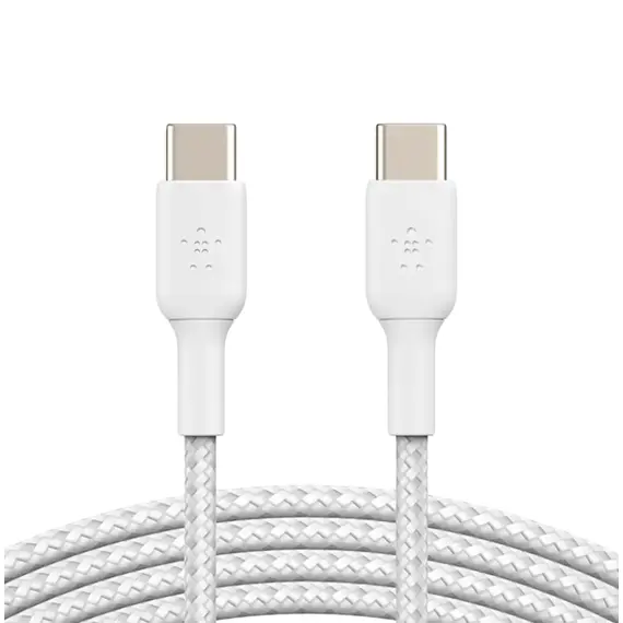 კაბელი BELKIN USB-C to USB-C Cable Braided, 1M, White - Primestore.ge