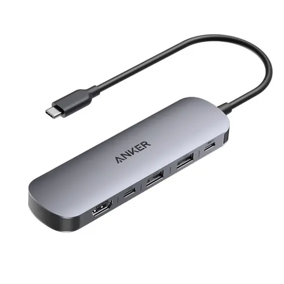 ჰაბი Anker Nano USB-C Hub (7-in-1, 4K HDMI) - Gray - Primestore.ge