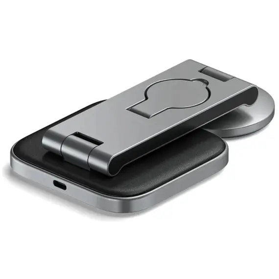 პორტატული დამტენი SATECHI 3-in-1 Foldable Qi2 Wireless Charging Stand (Space Gray) with Type A,C,G plugs - Primestore.ge