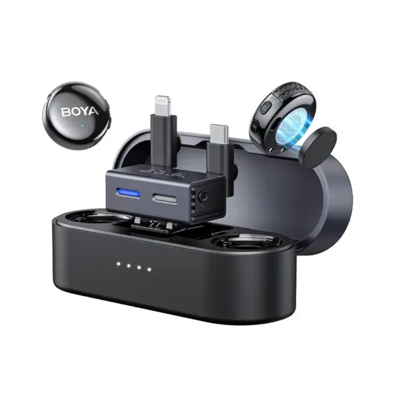 მიკროფონი BOYA BOYALINK 3-01 AI-Powered Button-Sized Wireless Microphone Black - Primestore.ge