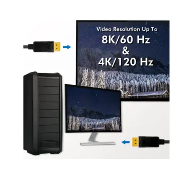 კაბელი Logilink CV0139 8K/60Hz DisplayPort Cable Black 5m - Primestore.ge
