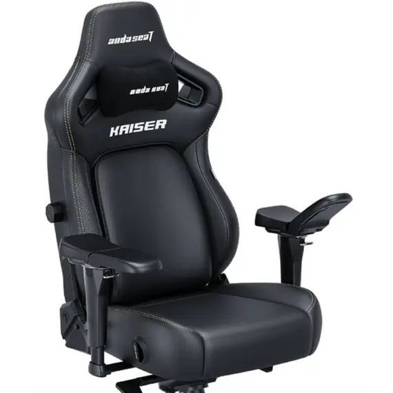 სათამაშო სავარძელი AndaSeat Chair Kaiser 4 V2, PVC leather, 6D-Armrests, black - Primestore.ge