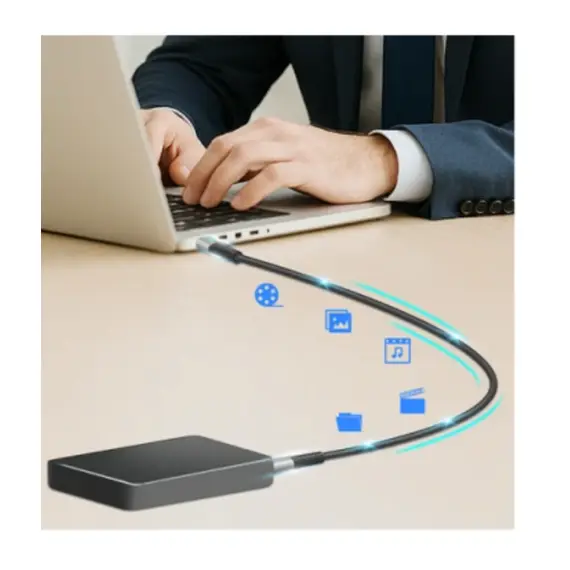 კაბელი Logilink CU0433 4K/60Hz USB Type-C Gen2x2 100W 20Gbps LED Metal Black 1.5m - Primestore.ge