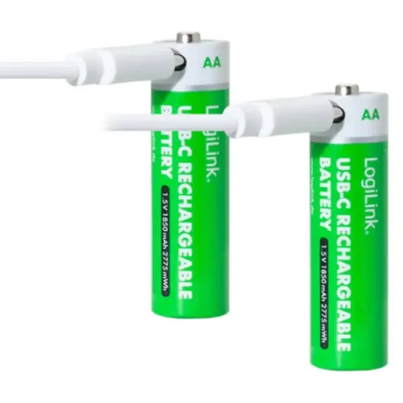 ელემენტი Logilink LR6RCB2 AA 1.5 V Li-Ion 1850mAh USB-C Rechargeable Batteries 2pcs - Primestore.ge