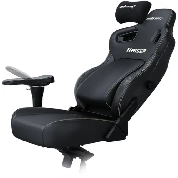 სათამაშო სავარძელი AndaSeat Chair Kaiser 4 V2, PVC leather, 6D-Armrests, black - Primestore.ge