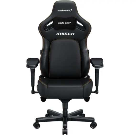 სათამაშო სავარძელი AndaSeat Chair Kaiser 4 V2, PVC leather, 6D-Armrests, black - Primestore.ge