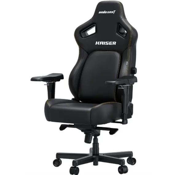სათამაშო სავარძელი AndaSeat Chair Kaiser 4 V2, PVC leather, 6D-Armrests, black - Primestore.ge