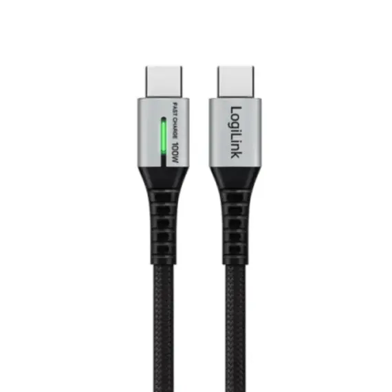 კაბელი Logilink CU0433 4K/60Hz USB Type-C Gen2x2 100W 20Gbps LED Metal Black 1.5m - Primestore.ge
