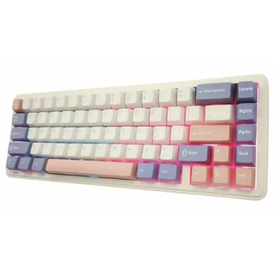 კლავიატურა AULA F65 Wireless Mechanical Keyboard Pink/White/Purple (Nimbus switch) - Primestore.ge
