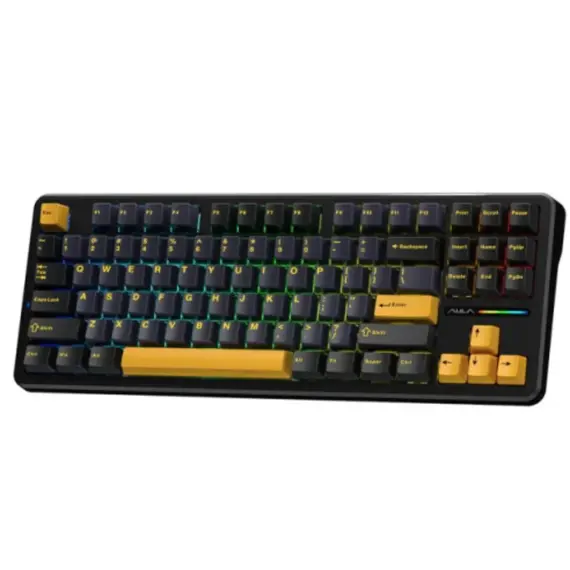 კლავიატურა AULA F87 Wireless Tri Mode RGB Mechanical Gaming Keyboard Thunder Black/Dark Blue/Orange (Graywood Switch) - Primestore.ge