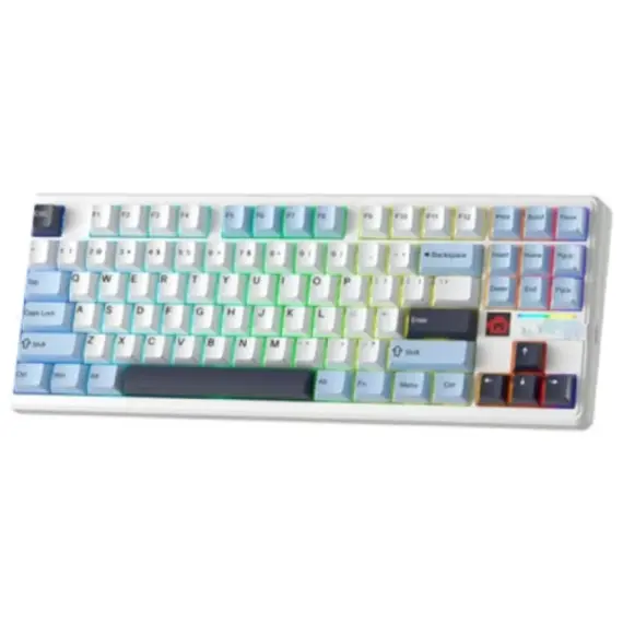 კლავიატურა AULA F87 PRO V2 Tri-Mode RGB Mechanical Keyboard Whire Light Blue/White/Dark Purple (Star Vector Switch) - Primestore.ge