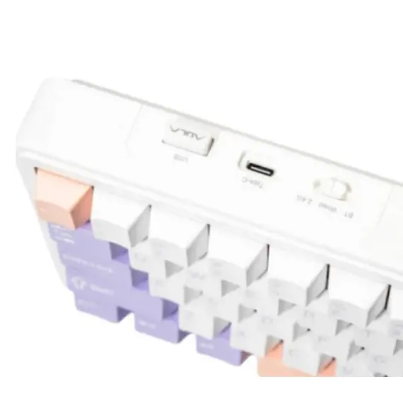 კლავიატურა AULA F65 Wireless Mechanical Keyboard Pink/White/Purple (Nimbus switch) - Primestore.ge