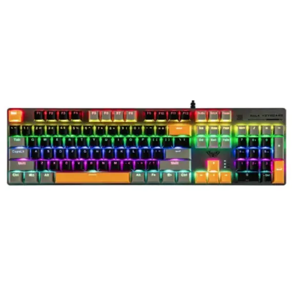 კლავიატურა AULA S500 Zoned RGB Wired Mechanical Gaming Keyboard Black/Grey/Yellow (Blue switch) - Primestore.ge