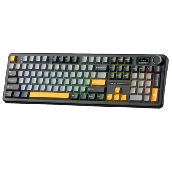 კლავიატურა AULA F108 PRO Tri-Mode RGB Mechanical Keyboard Gray/Yellow (Reaper Switch) - Primestore.ge