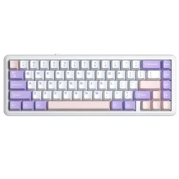კლავიატურა AULA F65 Wireless Mechanical Keyboard Pink/White/Purple (Nimbus switch) - Primestore.ge