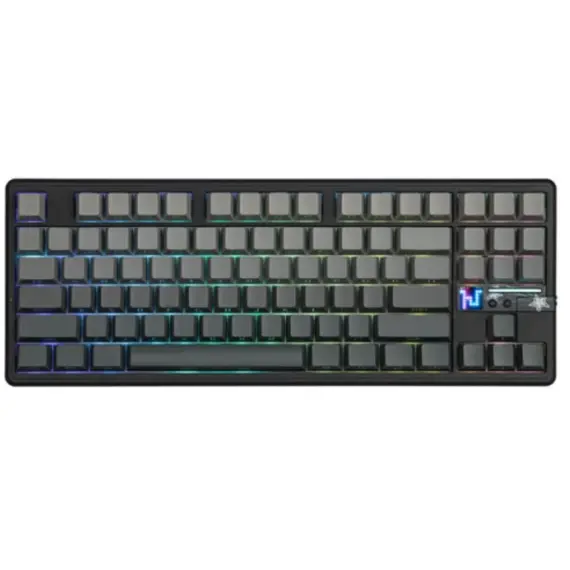 კლავიატურა AULA F87 PRO V2 Tri-Mode RGB Mechanical Keyboard Black/Gradient Grey (Gray Wood Switch V4) - Primestore.ge