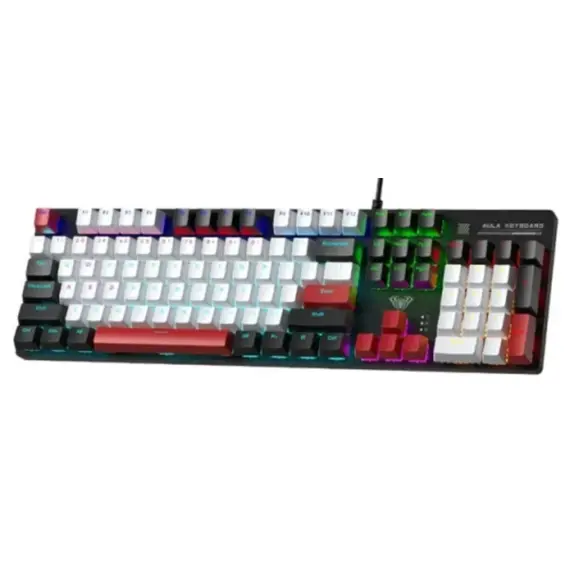 კლავიატურა AULA S500 Zoned RGB Wired Mechanical Gaming Keyboard Black/White/Red (Blue switch) - Primestore.ge