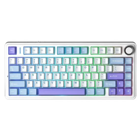 კლავიატურა AULA F75 Wireless Mechanical Keyboard Gradient White/Blue/Purple (Star Vector Switch) - Primestore.ge