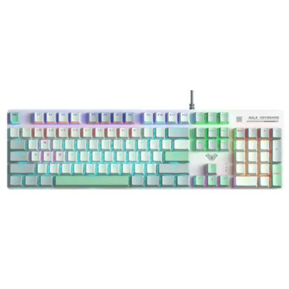 კლავიატურა AULA S500 Zoned RGB Wired Mechanical Gaming Keyboard Dark Green/Light Green/White (Blue switch) - Primestore.ge
