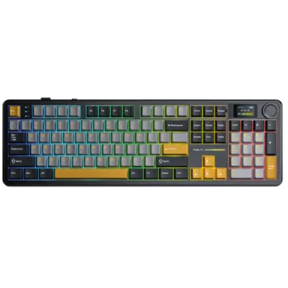 კლავიატურა AULA F108 PRO Tri-Mode RGB Mechanical Keyboard Gray/Yellow (Reaper Switch) - Primestore.ge