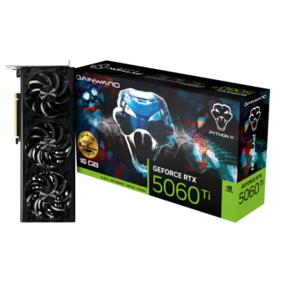 ვიდეო დაფა Gainward RTX5060Ti PYTHON III OC 16GB GDDR7 128bit 3-DP HDMI - Primestore.ge