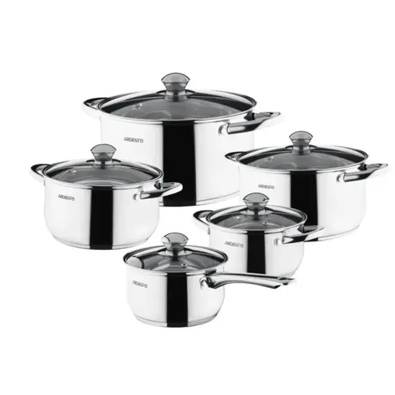 ქვაბების ნაკრები Ardesto Cookware set  Gemini Gourmet Varese, 10 pcs., stainless steel - Primestore.ge