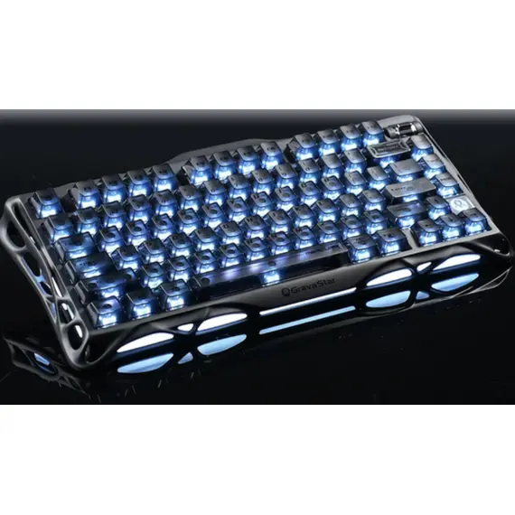 კლავიატურა GravaStar Mercury K1 80keys, GravaStar x Kailh Cheery Pink, EN, BT/WL/USB, Stealth Black - Primestore.ge