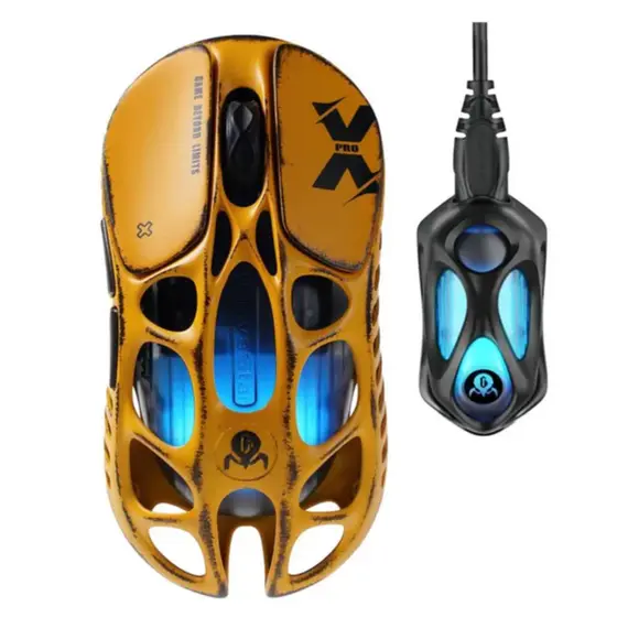 მაუსი GravaStar Mercury X Pro, 8K, BT/WL/USB-A, RGB, Battle-Worn Yellow - Primestore.ge