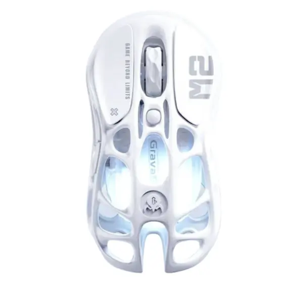 მაუსი GravaStar Mercury M2, BT/WL/USB-A, RGB, Opaline White - Primestore.ge
