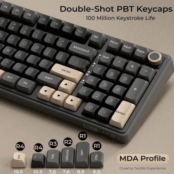 კლავიატურა Royal Kludge RKR98PRO-PT-XW RGB Mechanical Keyboard, Beige Switch, Hot Swappable, Wired, Phantom - Primestore.ge
