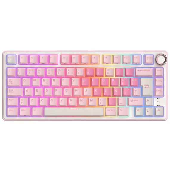 კლავიატურა Royal Kludge RKR75-PM-XH RGB Mechanical Keyboard, Cream Switch, Hot Swappable, Wired, USB, Pink Melody - Primestore.ge