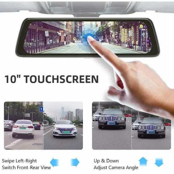 მანქანის ვიდეო რეგისტრატორი DDPAI Mola E3, 130° WIFI, 9.35" Full Touch Screen Streaming Rear View Mirror, Car Video Recorder, Black - Primestore.ge