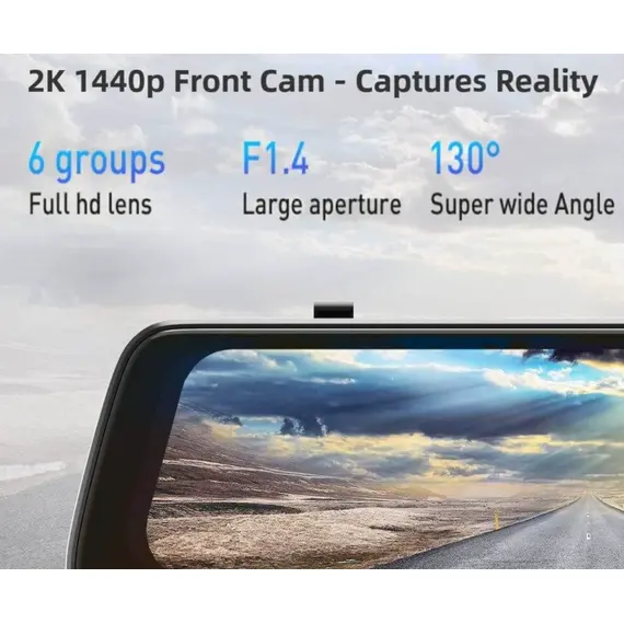 მანქანის ვიდეო რეგისტრატორი DDPAI Mola E3, 130° WIFI, 9.35" Full Touch Screen Streaming Rear View Mirror, Car Video Recorder, Black - Primestore.ge