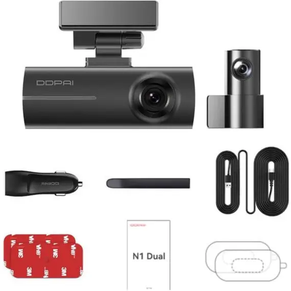 მანქანის ვიდეო რეგისტრატორი DDPAI N1 Dual 1296P FHD Dash Cam 135°, WIFI Front and Rear Cam, Car Video Recorder, Black - Primestore.ge