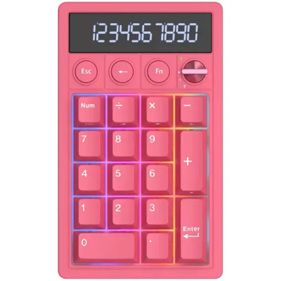 კლავიატურა Royal Kludge RKM20-BR-YXZ RGB Mechanical Numpad, Violet Switch, Hot Swappable, Wireless, Type-C, Bluetooth, 2.4GHz, Berry Red - Primestore.ge