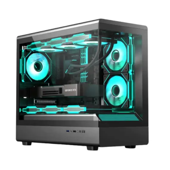 კომპიუტერის ქეისი Golden Field Lantau Lite 360 6x120mm ARGB Fans Mid Tower Black - Primestore.ge