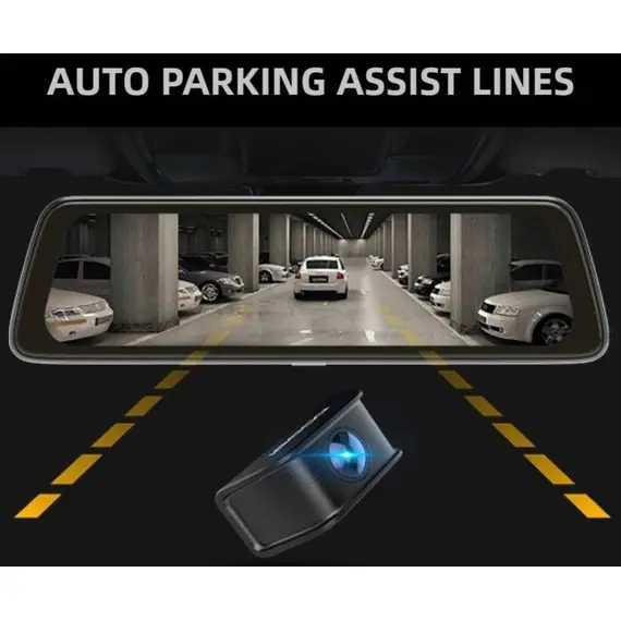 მანქანის ვიდეო რეგისტრატორი DDPAI Mola E3, 130° WIFI, 9.35" Full Touch Screen Streaming Rear View Mirror, Car Video Recorder, Black - Primestore.ge