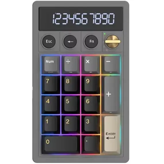 კლავიატურა Royal Kludge RKM20-PT-YXZ RGB Mechanical Numpad, Violet Switch, Hot Swappable, Wireless, Type-C, Bluetooth, 2.4GHz, Phantom - Primestore.ge